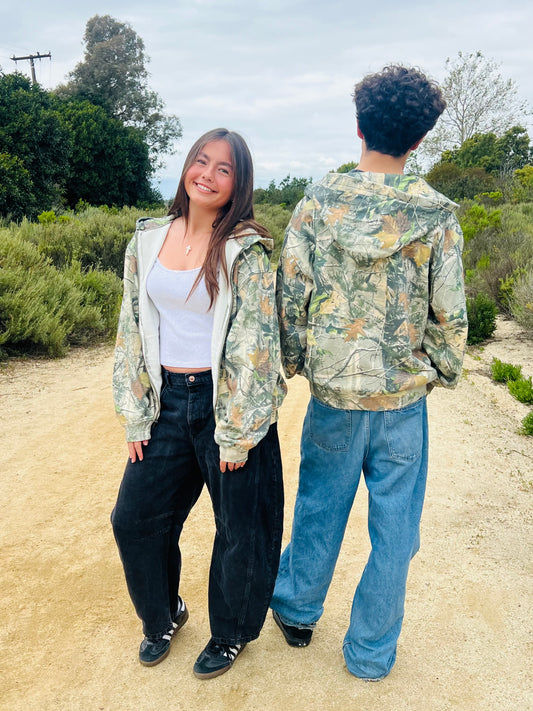 Wooded Camo Zip Front