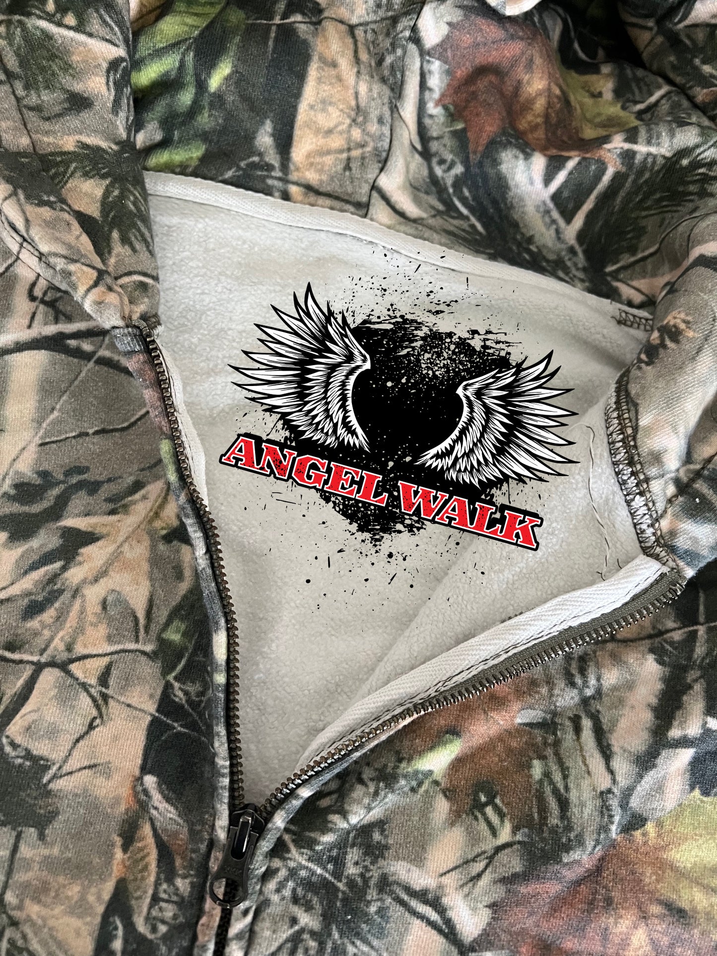 Wooded Camo Zip Front