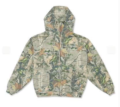 Wooded Camo Zip Front